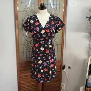 Vintage Esprit True Wrap Button Close Floral Mid Length Dress Size 7/8